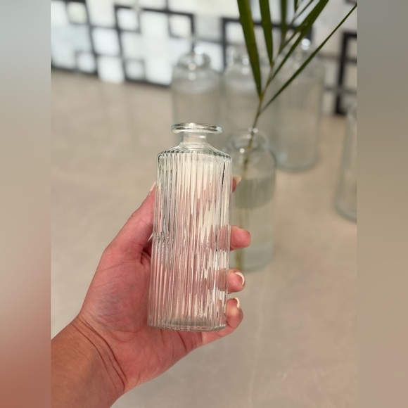 Set of 6 West Elm Modern Glass Ribbed Bud Vases - Picture 8 of 11